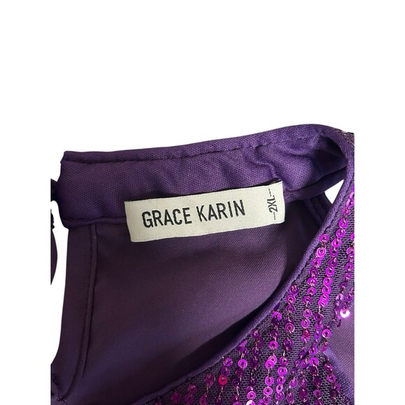 Grace Karen Purple SEQUIN Halter Top Plus 2X Whimsigoth Garden Fairy Holiday - Picture 6 of 7